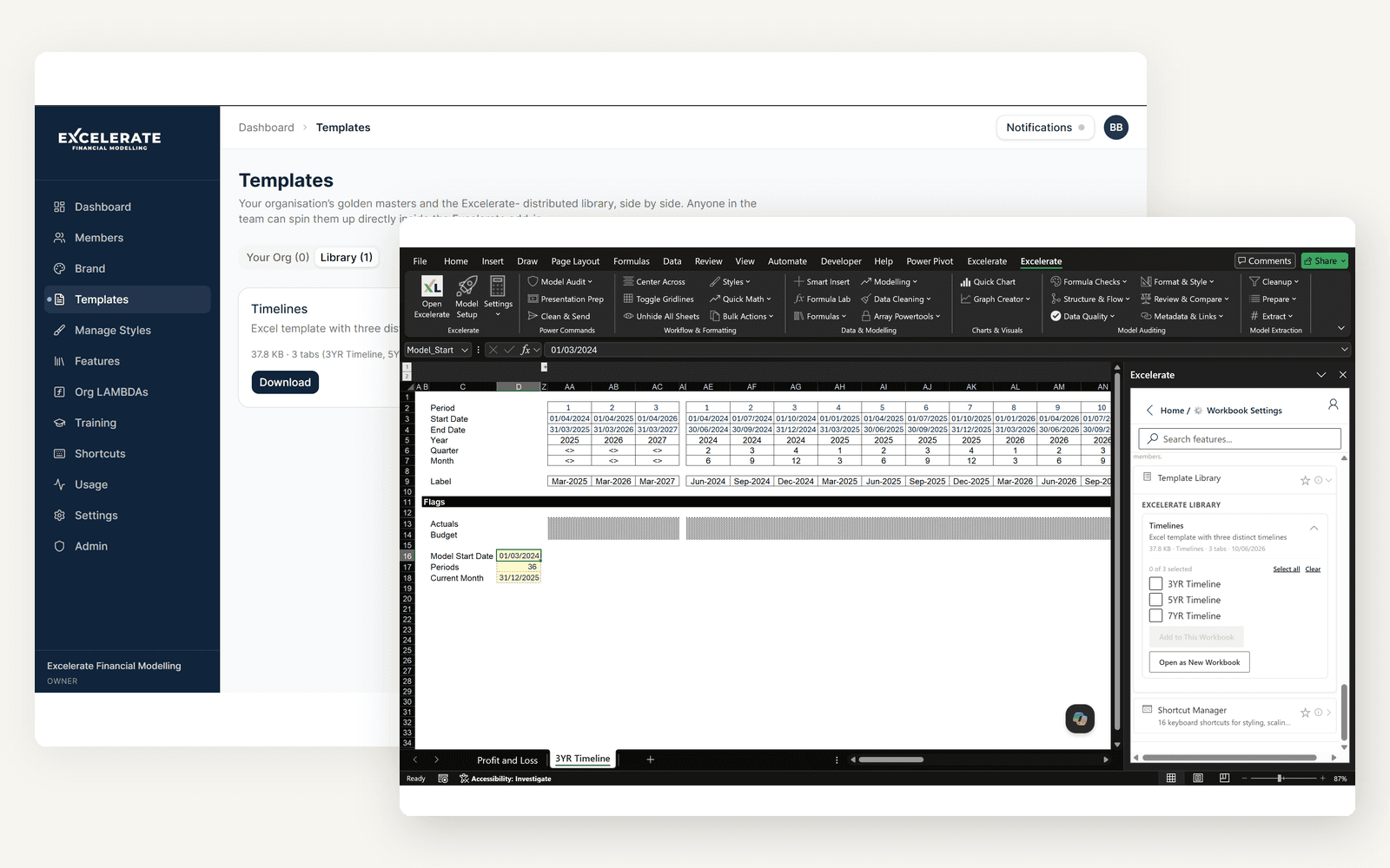 Excelerate demo org · Templates portal